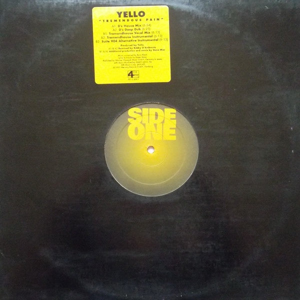 Yello ‎– Tremendous Pain - VG+12" Single Record 1995 USA Yellow Vinyl - Synth-pop / Electro