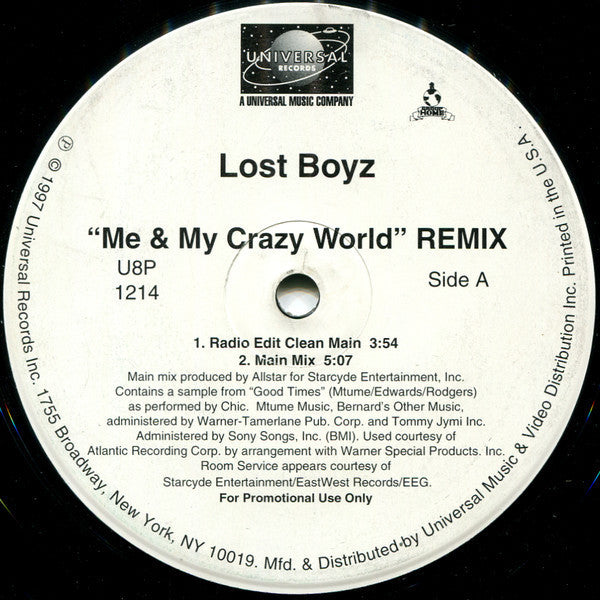 Lost Boyz ‎- Me & My Crazy World (Remix) - Mint- 12" Single Promo 1997 - Hip Hop
