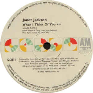 Janet Jackson ‎– When I Think Of You - VG+ 12" Single Record 1986 A&M Vinyl - Synth Pop / Electro /Disco