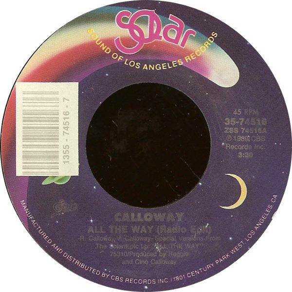 Calloway ‎– All The Way - Mint- 45rpm 1989 USA - Electronic / House