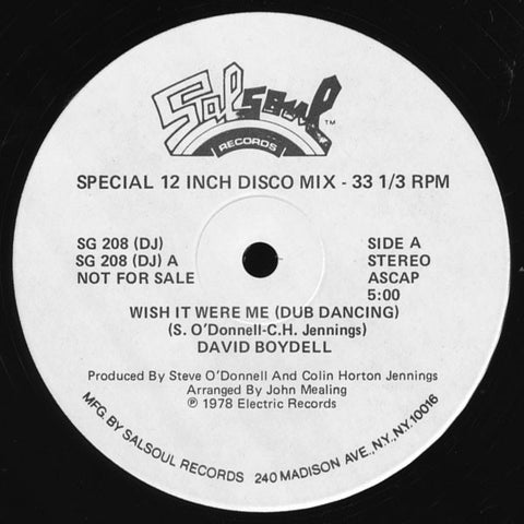David Boydell - Wish It Were Me (Dub Dancing) VG+ - 12" Single 1978 Salsoul USA - Disco