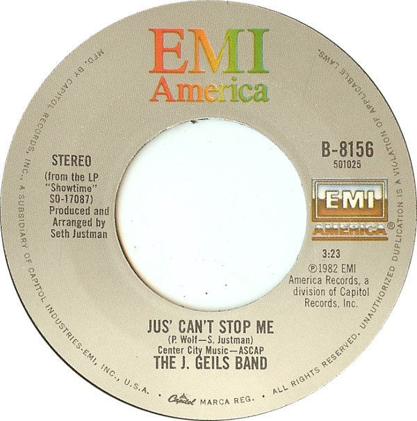 The J. Geils Band ‎– Land Of A Thousand Dances / Jus' Can't Stop Me - VG+ 45rpm 1982 USA - Pop Rock - Shuga Records