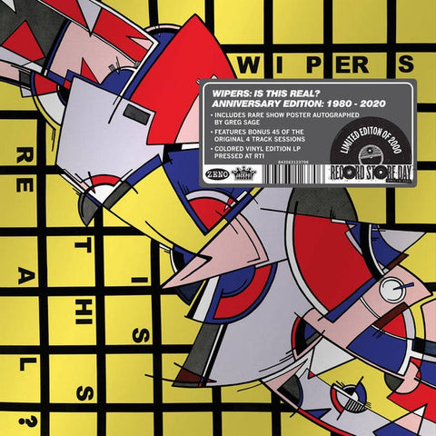 Wipers ‎– Is This Real? - Anniversary Edition: 1980 - 2020 - New LP Record Store Day 2020 Clear Vinyl, 7" Single & Autographed Poster - Punk