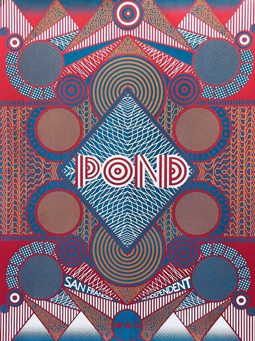 Pond - The Independent Theatre San Francisco - 18" x 24" Starman Press Screen Print Poster (Blue / Red) - p0327-1