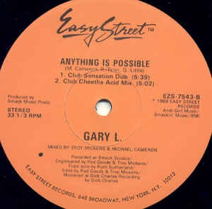 Gary L. - Anything Is Possible - VG+ 12" Single 1988 Easy Street Records USA - House - Shuga Records