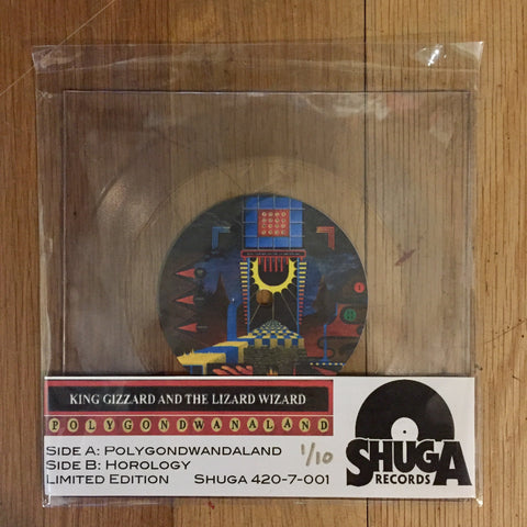 King Gizzard and The Lizard Wizard - Polygondwandaland / Horology - New 7" Vinyl 2017 Shuga Records / Static Caravan Limited Edition Clear Lathe Cut Pressing (Hand Numbered to 10!!) - Garage / Psych Rock