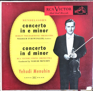 Yehudi Menuhin ‎– Mendelssohn Violin Concerto in E & D - VG+ Lp Record 1950s USA Mono Vinyl - Classical