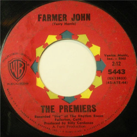 The Premiers ‎– Farmer John / Duffy's Blues - VG 45rpm 1964 USA - Rock / Blues Rock