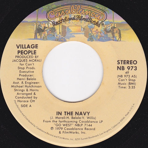 Village People ‎– In The Navy / Manhattan Woman - VG+ 45rpm 1979 USA Casablanca Records - Funk / Soul / Disco