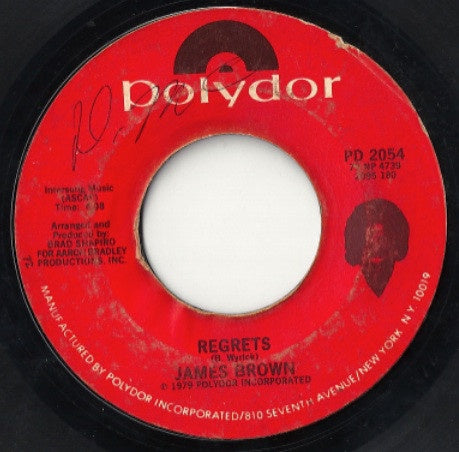 James Brown ‎– Regrets / Stone Cold Drag VG+ 7" Single 45rpm 1979 Polydor USA - Funk / Soul