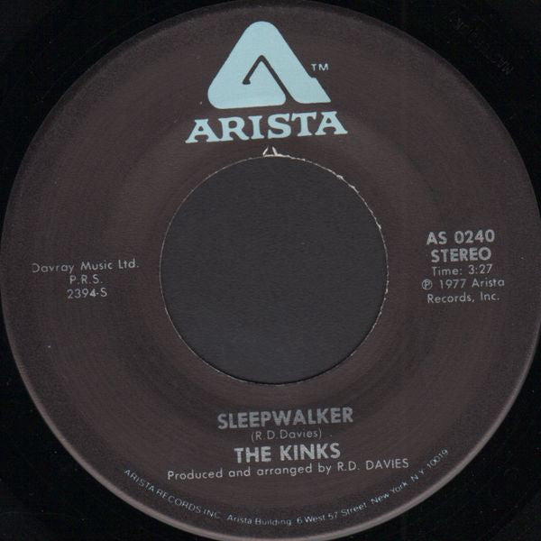 The Kinks ‎– Sleepwalker - VG+ 45rpm 1977 USA - Pop Rock - Shuga Records