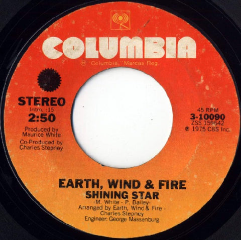 Earth, Wind & Fire- A Shining Star / Yearnin' Learnin'- VG 7" Single 45RPM- VG 7" Single 45RPM- 1975 Columbia USA- Funk/Soul