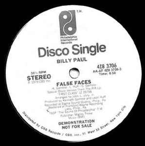 Billy Paul ‎– False Faces - VG+ 12" Single Record 1979 Philadelphia International USA Promo Vinyl - Soul / Disco