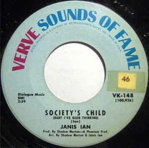 Janis Ian ‎– Society's Child (Baby I've Been Thinking) / Younger Generation Blues - VG 7" Single 45RPM 1967 Verve USA - Rock