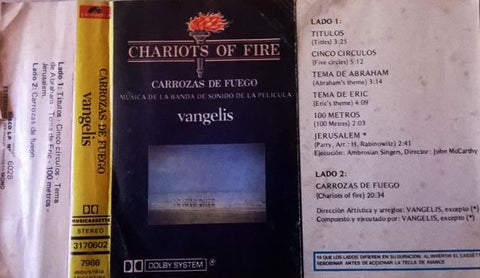 Vangelis - Chariots Of Fire - VG+ Cassette Tape 1981 USA - Soundtrack