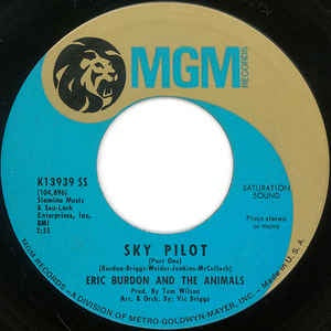 Eric Burdon And The Animals - Sky Pilot - VG 7" Single 45RPM 1968 MGM Records USA - Rock / Pop
