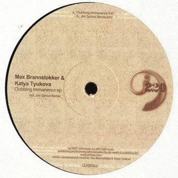 Max Brannslokker & Katya Tyukova – Clubbing Immanence EP - New 12" Single Record 2007 i220 Germany Vinyl - Techno / Electro