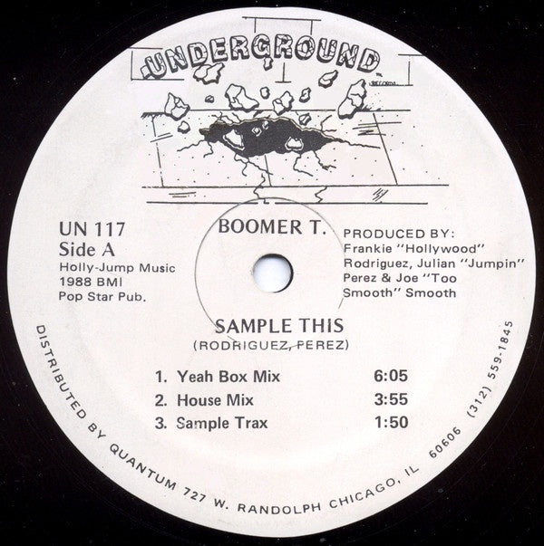 Boomer T. – Sample This - VG+ 12" Single Record1988 Underground USA Vinyl - Chicago House