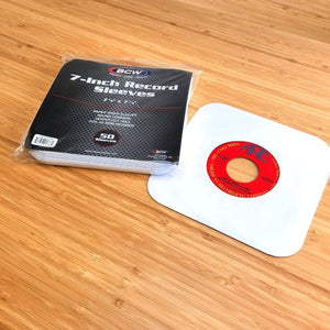 50 Pack 7" Record Paper Inner Sleeves - Round Corners With Hole - White - Shuga Records