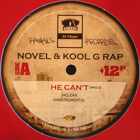 Novel & Kool G Rap - He Can't VG+ - 12" Single 2002 Rawkus USA MCAR25760-1 - Hip Hop