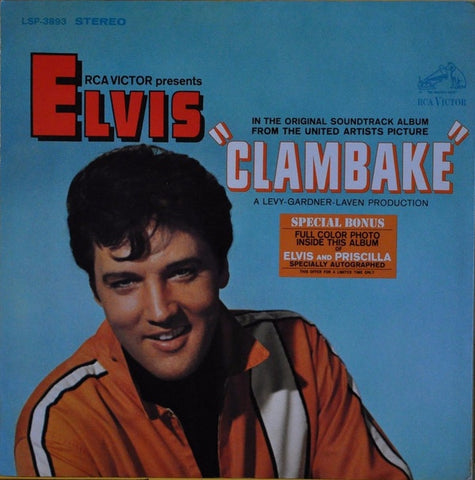 Elvis Presley ‎– Clambake (Original Album) - VG- Lp Record 1967 RCA Victor USA Vinyl - Soundtrack / Rock & Roll