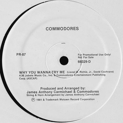 Commodores ‎– Why You Wanna Try Me / Keep On Taking Me Higher - VG+ 12" Single Record 1987 Motown USA Promo Vinyl - Soul / Disco
