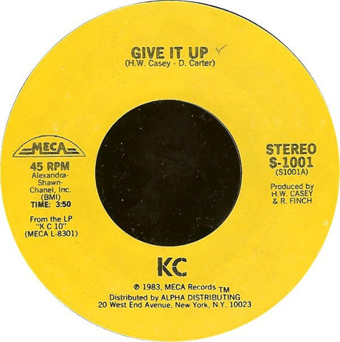 KC ‎– Give It Up / Uptight MINT- 7" Single 1983 MECA Records (Stereo)- Funk / Disco