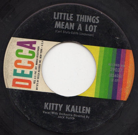 Kitty Kallen ‎– Little Things Mean A Lot / I Don't Think You Love Me Anymore VG+ 7" Single 45rpm 1954 Decca USA - Country