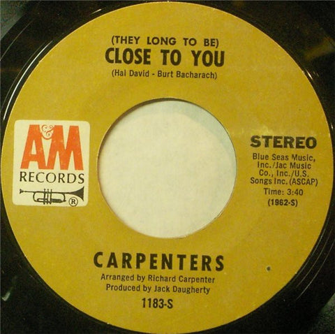 Carpenters ‎– (They Long To Be) Close To You / I Kept On Loving You VG+ 7" Single 45rpm 1970 A&M USA - Soft Rock