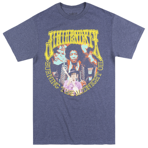 Jimi Hendrix - Men's Navy 'Burning the Midnight Oil' T-Shirt