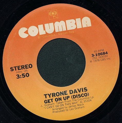 Tyrone Davis ‎- Get On Up (Disco) / It's You, It's You - VG+ 7" Single 1978 USA - Funk / Soul / Disco