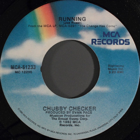 Chubby Checker - Running - Mint- 7" Single Used 45rpm 1982 MCA USA - Pop Rock