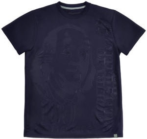 Krome - Men's Navy Ben Franklin 100 Dollar Embossed T-Shirt