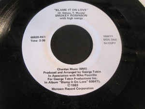 Smokey Robinson With High Inergy ‎– Blame It On Love - Mint- 7" 45 Single Promo Record 1983 USA Vinyl - Rhythm & Blues - Shuga Records