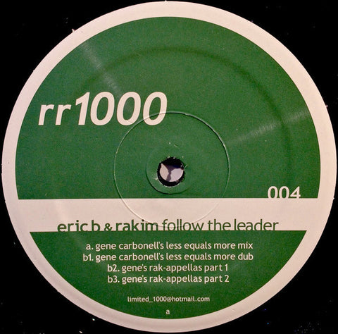 Eric B. & Rakim ‎- Follow The Leader (Gene Carbonell Mixes) - VG+ 12" Single 2003 Canada - Progressive House