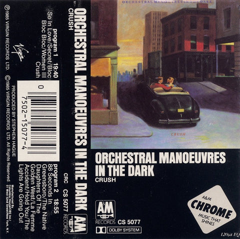 Orchestral Manoeuvres In The Dark  ‎–  Crush - Used Cassette Tape 1985 A&M Records - New Wave / Synth-Pop / Pop Rock
