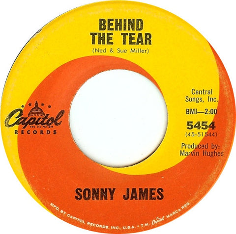 Sonny James - Behind The Tear / Runnin' VG+ 7" Single 45RPM 1965 Capitol Records USA - Folk / Country