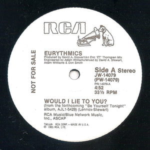 Eurythmics ‎– Would I Lie To You? - VG+12" Single Record 1985 RCA USA Promo Vinyl - Synth-pop - Shuga Records