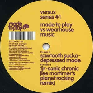 TJR / Sawtooth Sucka ‎– Versus Series #1 - Made To Play vs Wearhouse Music - Mint 12" Single Record 2008 UK Made To Play Vinyl - House / Electro - Shuga Records