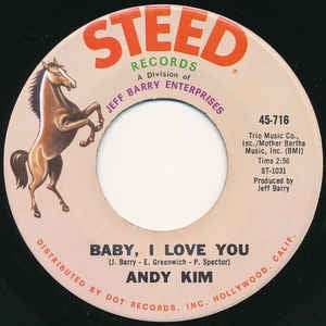 Andy Kim - Baby, I Love You / Gee Girl - VG+ 7" Single 45RPM 1969 Steed Records  USA - Rock/Pop