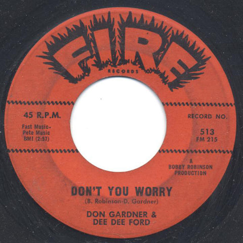 Don Gardner And Dee Dee Ford ‎– Don't You Worry / I'm Coming Home To Stay VG 7" Single 45RPM 1962 Fire Records - R&B / Soul