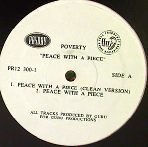 Poverty - Peace With A Piece VG+ - 12" Single Payday USA - Hip Hop