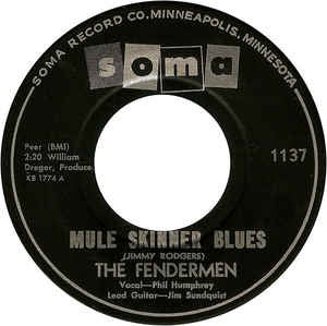 The Fenderman - Mule Skinner Blues / Torture - VG 7" Single 45RPM 1960 Soma USA - Rock / Pop
