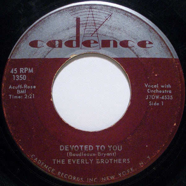 The Everly Brothers ‎- Devoted To You / Bird Dog - VG 7" Single 45 RPM 1958 USA - Shuga Records