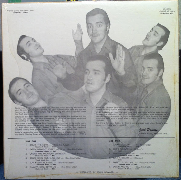 BOBBY G. RICE bobby's best LP Vinyl VG+ Private WI Country Rock Jo-Cur Records - Shuga Records