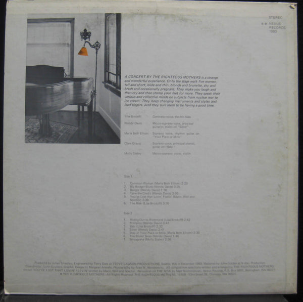 The Righteous Mothers - S/T LP Mint- N102 Vinyl 1983 Record w/Insert - Shuga Records