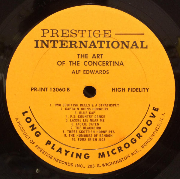 Alf Edwards - The Art Of The Concertina LP VG+ Promo INT 13060 Vinyl Prestige - Shuga Records