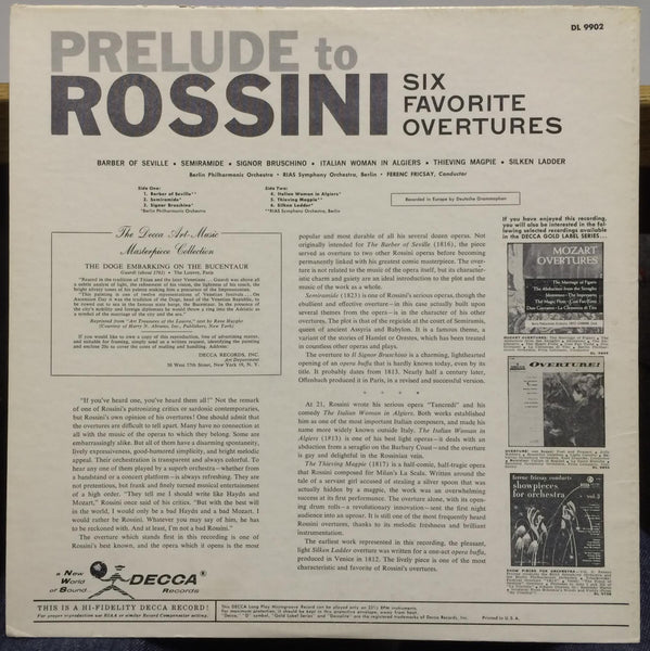 Ferenc Fricsay - Rossini Six Favorite Overtures LP VG+ DL 9902 Decca Guardi Art - Shuga Records