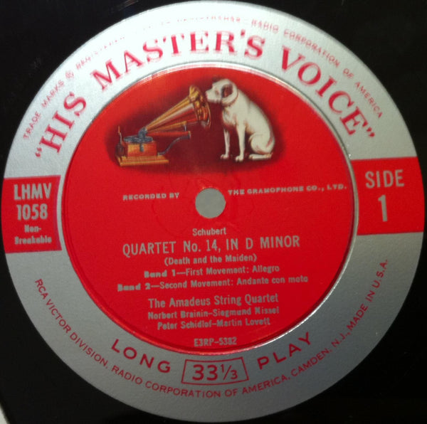 Amadeus Quartet - Schubert Death & Maiden LP VG+ LHMV 1058 Vinyl 1954 Record - Shuga Records