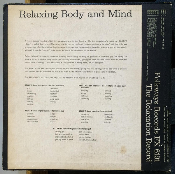 Milton Feher - Relaxing Body & Mind The Relaxation LP VG+ FX 6191 w/Book 1962 - Shuga Records